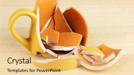  Presentation with pineapple a yellow wooden - Audience pleasing presentation theme consisting of ceramic fracture - yellow broken cup on wooden backdrop and a  colored foreground