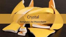  Presentation with yellow - Cool new presentation theme with ceramic fracture - yellow broken cup on wooden backdrop and a  colored foreground