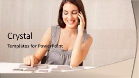  Presentation with talking on phone - Beautiful presentation theme featuring ceramic material engineering - architect designer talking backdrop and a lemonade colored foreground