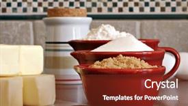  Presentation with flour - Beautiful PPT theme featuring ceramic measuring cups filled backdrop and a tawny brown colored foreground