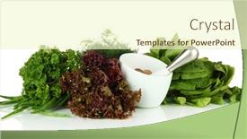  Presentation with mortar - Colorful presentation theme enhanced with ceramic mortar herbs and spices isolated on white backdrop and a cream colored foreground