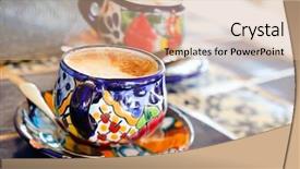  Presentation with cappuccino - Amazing presentation having cappuccino in traditional colorful mexican pottery cups backdrop and a coral colored foreground