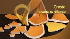  Presentation with yellow - Colorful slide set enhanced with ceramic fracture - yellow broken cup on wooden backdrop and a  colored foreground