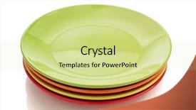  Presentation with ceramic - Slides with ceramic plate isolated on white background background and a soft green colored foreground