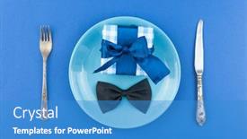  Presentation with father birthday - Theme having ceramic-plate-with-a-cutlery background and a teal colored foreground
