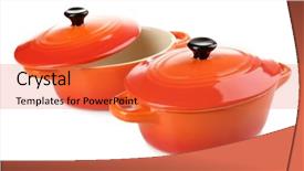  Presentation with ceramic - PPT theme having ceramic pot soup tureen isolated on white background and a red colored foreground