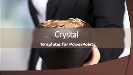  Presentation with golden light - Presentation design enhanced with ceramic pot with golden coins background and a violet colored foreground