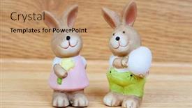  Presentation with ceramic - Slide set with ceramic-rabbits-with-egg background and a coral colored foreground