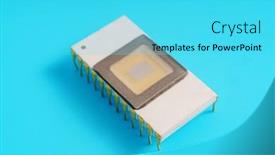  Presentation with high quality - Audience pleasing slide set consisting of ceramic-rom-memory-chip-high backdrop and a cyan colored foreground