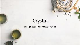  Presentation with flat - Amazing PPT theme having ceramic sculture - tea composition on grey background backdrop and a white colored foreground