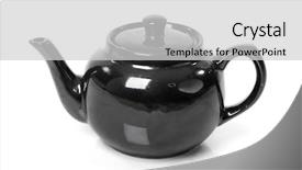  Presentation with teapot - Cool new slide deck with ceramic teapot isolated backdrop and a light gray colored foreground