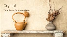  Presentation with teapot - Presentation design having ceramic-teapot-on-a-shelf background and a lemonade colored foreground