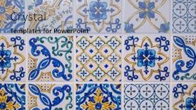  Presentation with tile - Slide deck consisting of ceramic-tile-pattern-kitchen-interior background and a light blue colored foreground