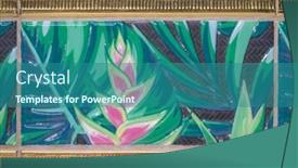  Presentation with tile - PPT theme featuring ceramic-tile-pattern-kitchen-interior background and a ocean colored foreground