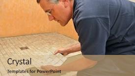  Presentation with ceramic tiles - Slides with ceramic tiles on shower floor background and a coral colored foreground