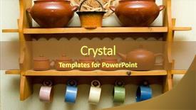  Presentation with ceramic ware - PPT theme having ceramic utensils on a wooden background and a tawny brown colored foreground