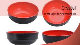  Presentation with empty - PPT theme with ceramic vessels - empty bowls on white background background and a red colored foreground
