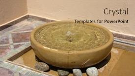  Presentation with water fountain - Theme with ceramic-water-fountain-in-marr background and a coral colored foreground