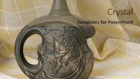  Presentation with ceramic - PPT theme having ceramic-wine-bottle-with-clipping background and a  colored foreground