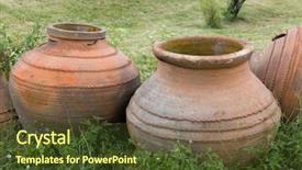  Presentation with roman - Slide deck featuring ceramic wine jars of roman background and a tawny brown colored foreground