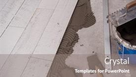  Presentation with wood tools - PPT theme consisting of ceramic-wood-effect-tiles background and a gray colored foreground