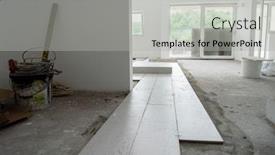  Presentation with wood tools - PPT theme with ceramic-wood-effect-tiles background and a light gray colored foreground