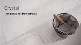  Presentation with wood tools - Colorful presentation theme enhanced with ceramic-wood-effect-tiles backdrop and a light gray colored foreground