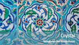 Presentation with art craft - PPT theme consisting of ceramic tiles in oriental background and a teal colored foreground