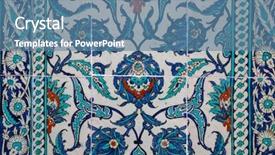  Presentation with art craft - PPT theme featuring ceramic tiles in oriental background and a seafoam green colored foreground