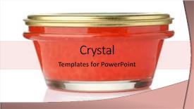  Presentation with salmon - Audience pleasing presentation theme consisting of cercle de qualite - closed glass jar of red backdrop and a red colored foreground