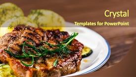  Presentation with hydroponics vegetables hydroponic vegetable - Colorful presentation theme enhanced with cerdo - grilled steak with potatoes backdrop and a tawny brown colored foreground