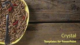  Presentation with cereal - Beautiful PPT theme featuring cereal bran sticks with spoon backdrop and a tawny brown colored foreground