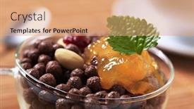  Presentation with chocolate cereal - Amazing slide set having cereal chocolate balls with jam backdrop and a coral colored foreground