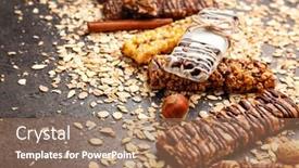  Presentation with energy bars - Beautiful theme featuring cereal energy bars and oatmeal on table backdrop and a coral colored foreground