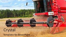  Presentation with rain water harvesting system - PPT theme with farm technologi - combine harvesting wheat background and a  colored foreground