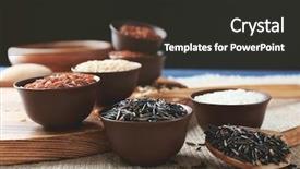  Presentation with rice - Cool new slide deck with different types of rice backdrop and a dark gray colored foreground