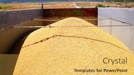  Presentation with transportation - Slide deck enhanced with cereal harvest wheat mound in transportation truck background and a yellow colored foreground