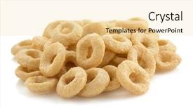  Presentation with frames isolated on white brown - Colorful presentation theme enhanced with cereal rings isolated on white background backdrop and a blonde colored foreground
