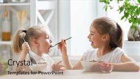  Presentation with breakfast children - Beautiful PPT layouts featuring children having breakfast kids eating backdrop and a coral colored foreground