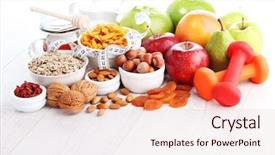  Presentation with diet - Cool new PPT theme with cereals and fruit - diet and breakfast backdrop and a lemonade colored foreground