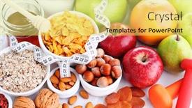  Presentation with diet - Beautiful slides featuring cereals and fruit - diet and breakfast backdrop and a yellow colored foreground