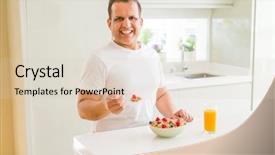  Presentation with healthy aging - Beautiful PPT layouts featuring cereals as a healthy breakfast backdrop and a lemonade colored foreground