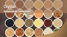  Presentation with vegan food - Colorful slide set enhanced with anthocyanins protein vitamins and dietary backdrop and a coral colored foreground