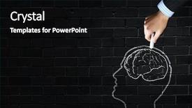  Presentation with human brain - Cool new slide set with cerebellum - close up of hand drawing backdrop and a black colored foreground