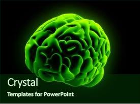  Presentation with brain - Presentation theme consisting of cerebellum - green glowing brain background and a forest green colored foreground