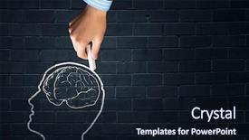  Presentation with cerebellum - PPT theme with cerebellum - human hand drawing brain background and a wine colored foreground