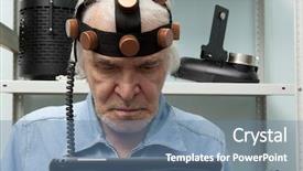  Presentation with inventor - Slides featuring cerebrum - aged man crazy inventor wearing background and a seafoam green colored foreground