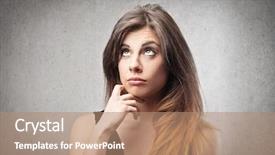  Presentation with thinking - Theme having cerebrum - portrait of beautiful woman thinking background and a coral colored foreground