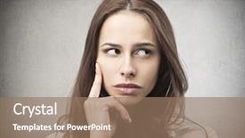  Presentation with woman in maze - PPT layouts featuring cerebrum - portrait of doubtful woman background and a coral colored foreground