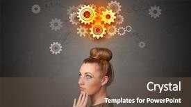  Presentation with pretty girl - Presentation featuring cerebrum - pretty girl with brainstorming concept background and a tawny brown colored foreground